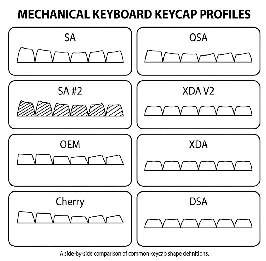 Cherry, OEM, SA, DSA, XDA, and MDA