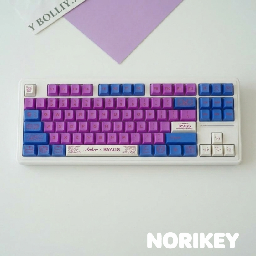 Purple blue pink gradient keycap set top view – Cherry profile ABS 149 keys mechanical keyboard
