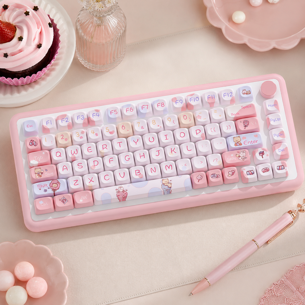 cute pastel ocean theme mechanical keyboard keycaps