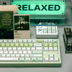 Green Apple Keycap Set — White to Sage Gradient, 1.7mm PBT, Cherry Profile