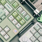 Green Apple Keycap Set — White to Sage Gradient, 1.7mm PBT, Cherry Profile