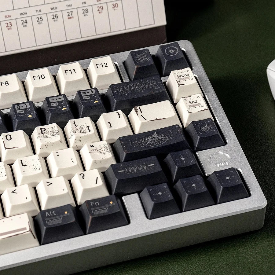 Dark Starfield PBT Keycap Set — Cherry Profile Dye-Sub with Gold ESC