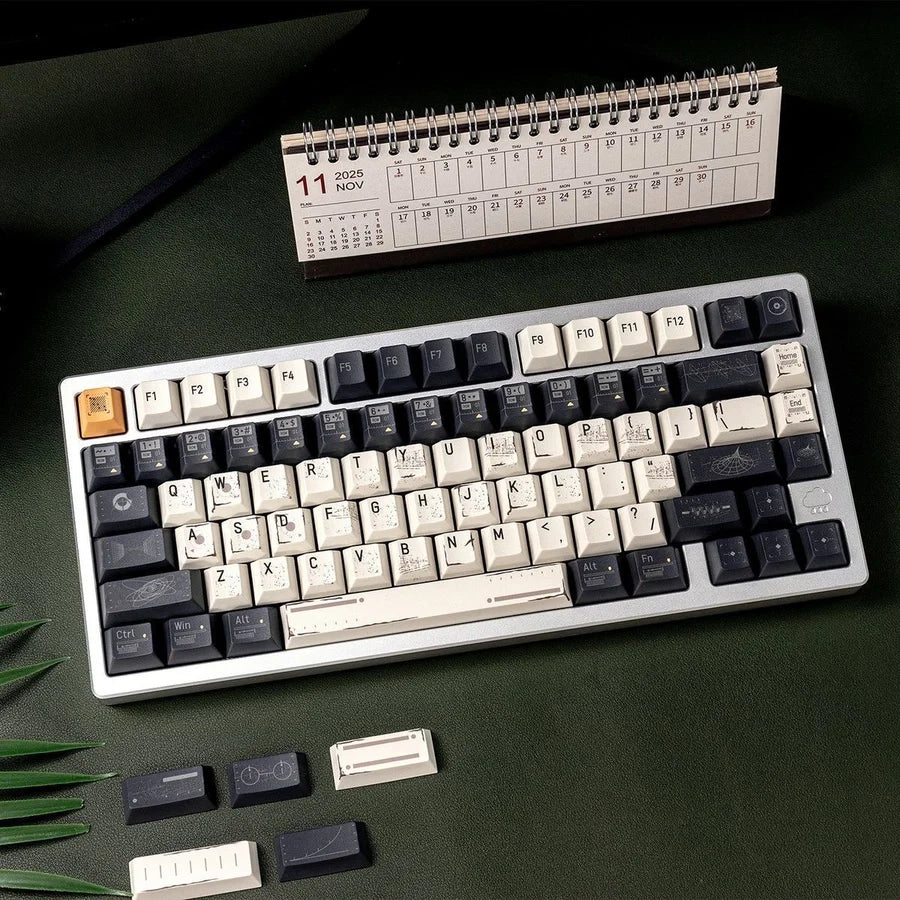 Dark Starfield PBT Keycap Set — Cherry Profile Dye-Sub with Gold ESC