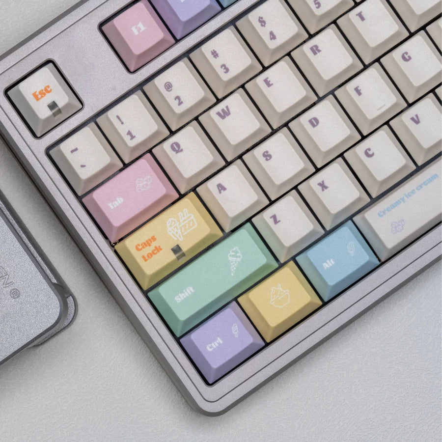 Creamy Ice Cream PBT Keycap Set — Pastel 5-Color Cherry Profile 143 Keys
