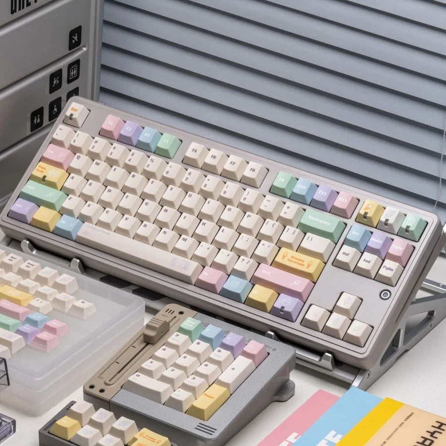 Creamy Ice Cream PBT Keycap Set — Pastel 5-Color Cherry Profile 143 Keys