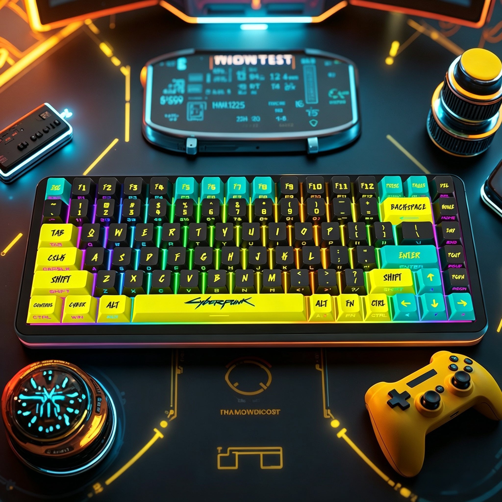 Cyberpunk PBT Keycaps for Gaming & Custom Setups Cherry Profile