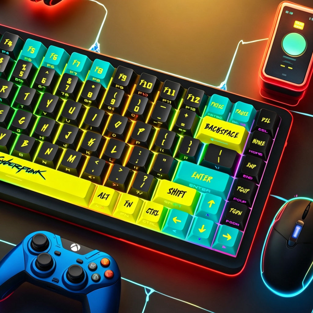 Cyberpunk PBT Keycaps for Gaming & Custom Setups Cherry Profile