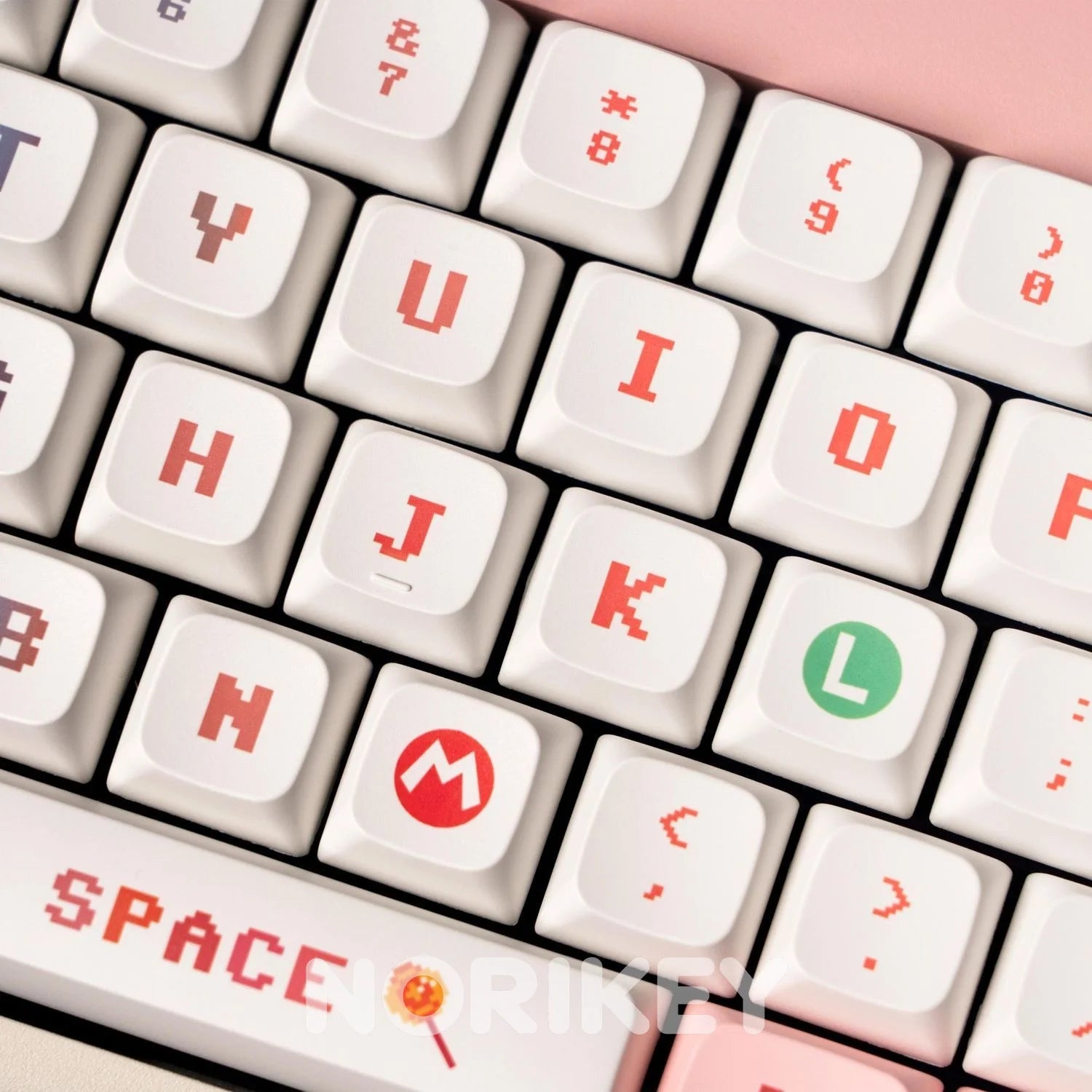Pixel Art PBT Keycap Set — XDA Profile Dye-Sub, Pink & White, 134 Keys