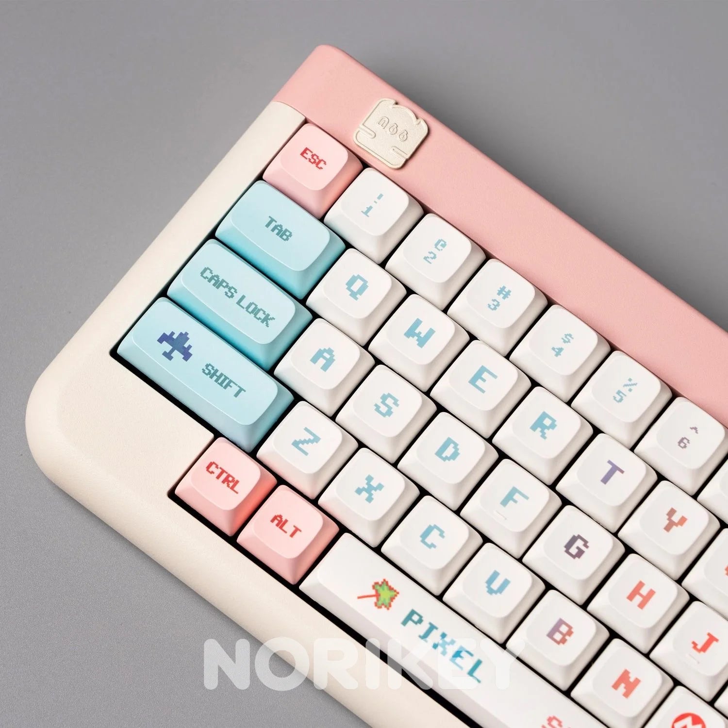Pixel Art PBT Keycap Set — XDA Profile Dye-Sub, Pink & White, 134 Keys