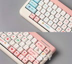Pixel Art PBT Keycap Set — XDA Profile Dye-Sub, Pink & White, 134 Keys