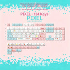 Pixel Art PBT Keycap Set — XDA Profile Dye-Sub, Pink & White, 134 Keys