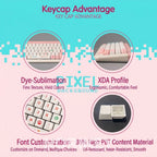 Pixel Art PBT Keycap Set — XDA Profile Dye-Sub, Pink & White, 134 Keys