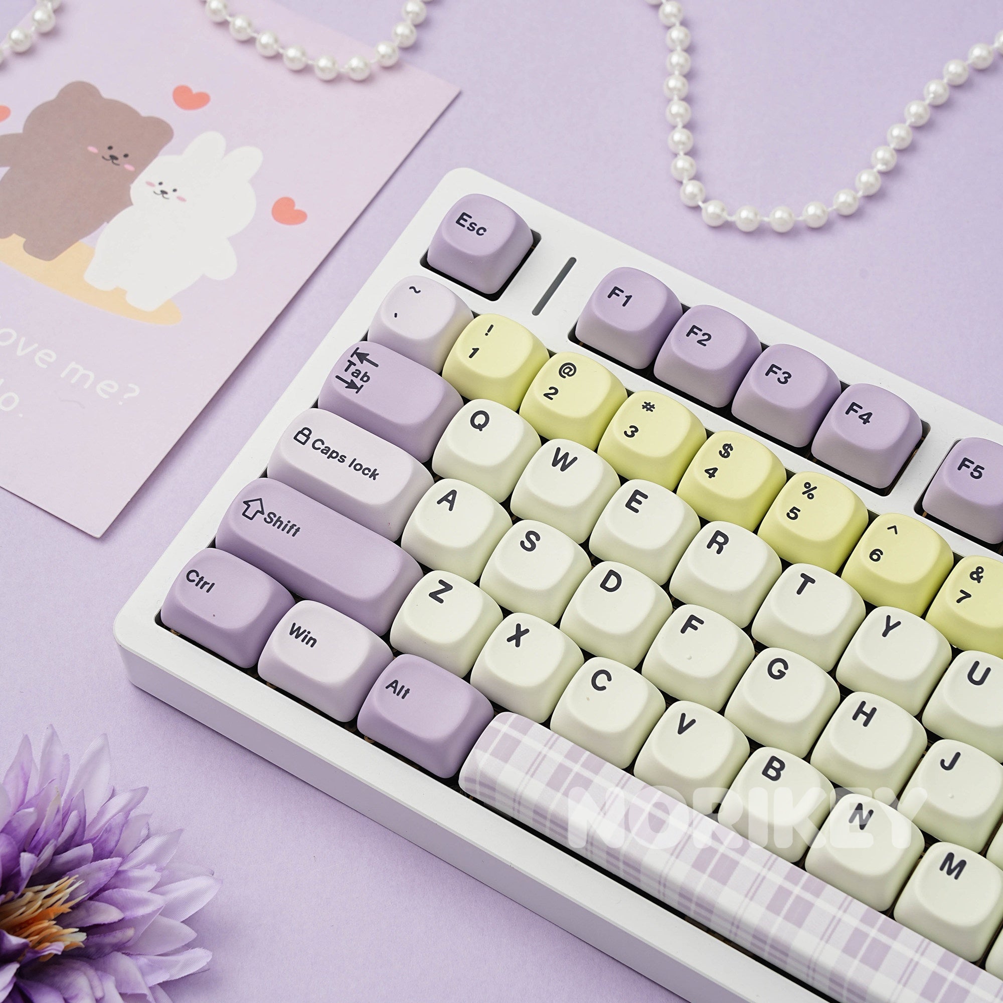 Cute Pastel MOA Keycaps | Taro Milk Tea PBT Keycap Set - 130+ Keys
