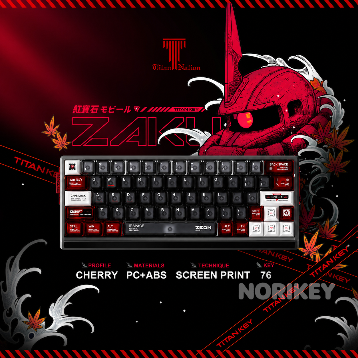 Cool red translucent keycaps – 76-key Cherry profile set