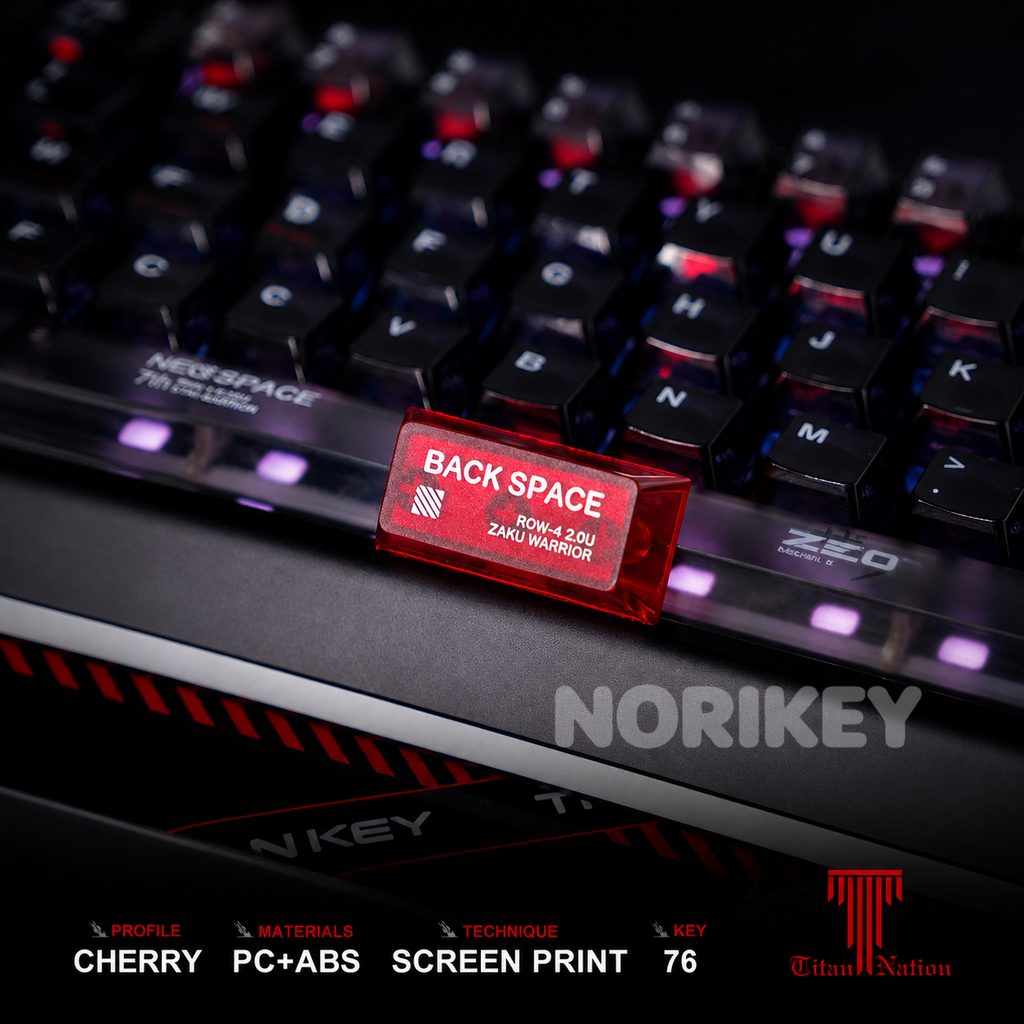 Red translucent keycaps with RGB backlighting and Cherry profile