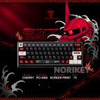 Mecha-inspired red keycaps with smoky translucent sidewalls