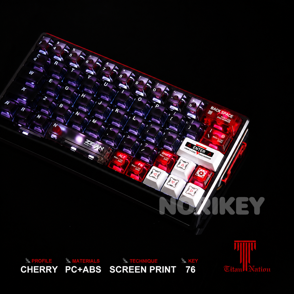 Cherry profile translucent keycaps with illuminated RGB sidewalls