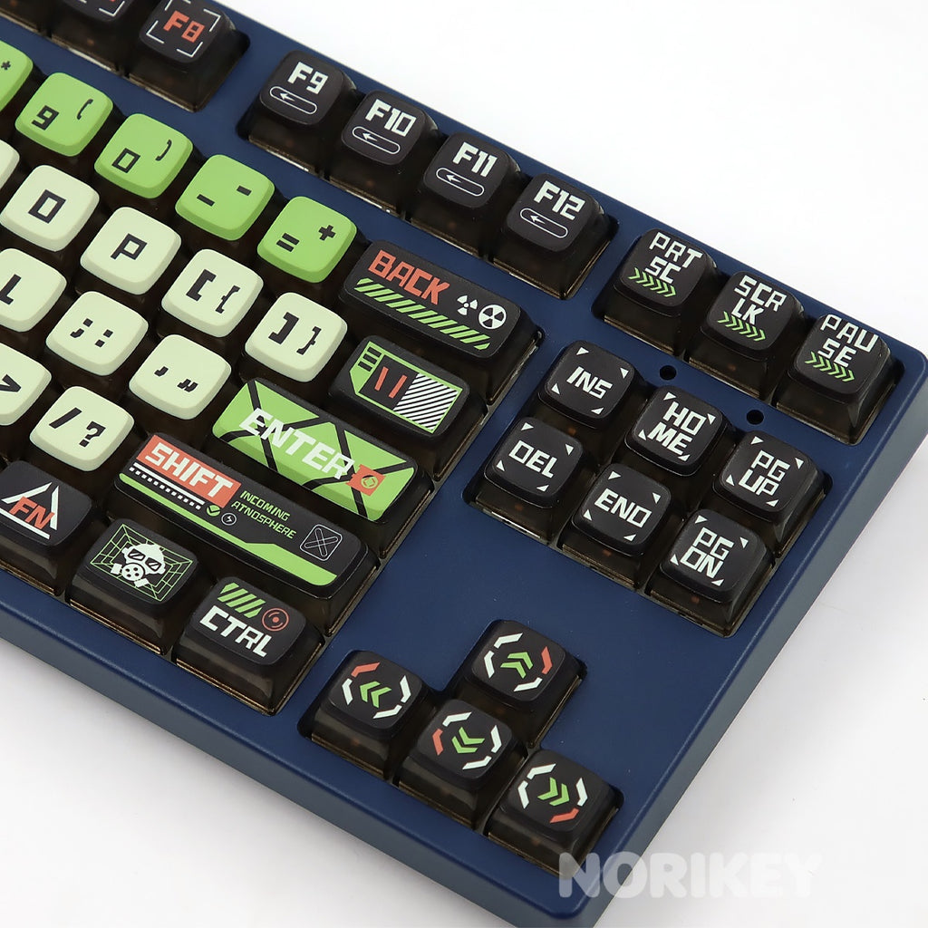 Black white and red dye-sublimated PBT keycaps