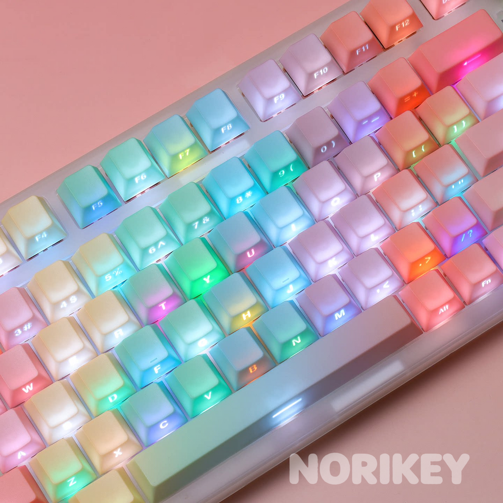 Side-Engraved Backlit Keycaps  (121 Keys)- Macaron Gradient PBT (Cherry Profile)