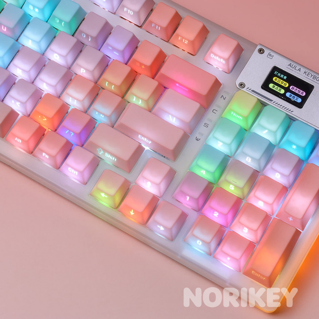 Side-Engraved Backlit Keycaps  (121 Keys)- Macaron Gradient PBT (Cherry Profile)