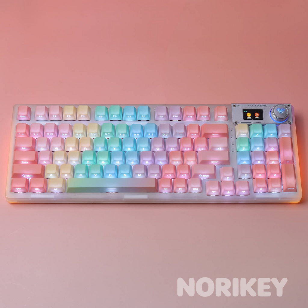 Side-Engraved Backlit Keycaps  (121 Keys)- Macaron Gradient PBT (Cherry Profile)