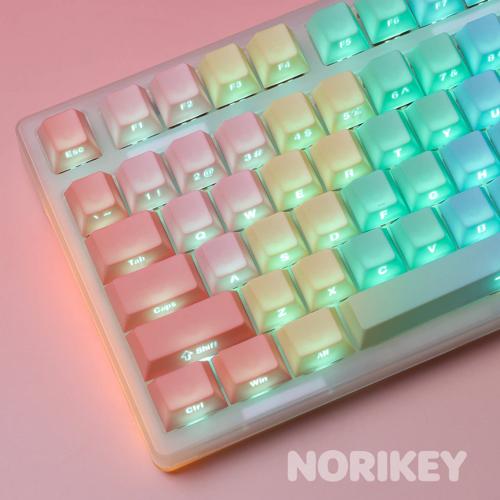 Side-Engraved Backlit Keycaps  (121 Keys)- Macaron Gradient PBT (Cherry Profile)