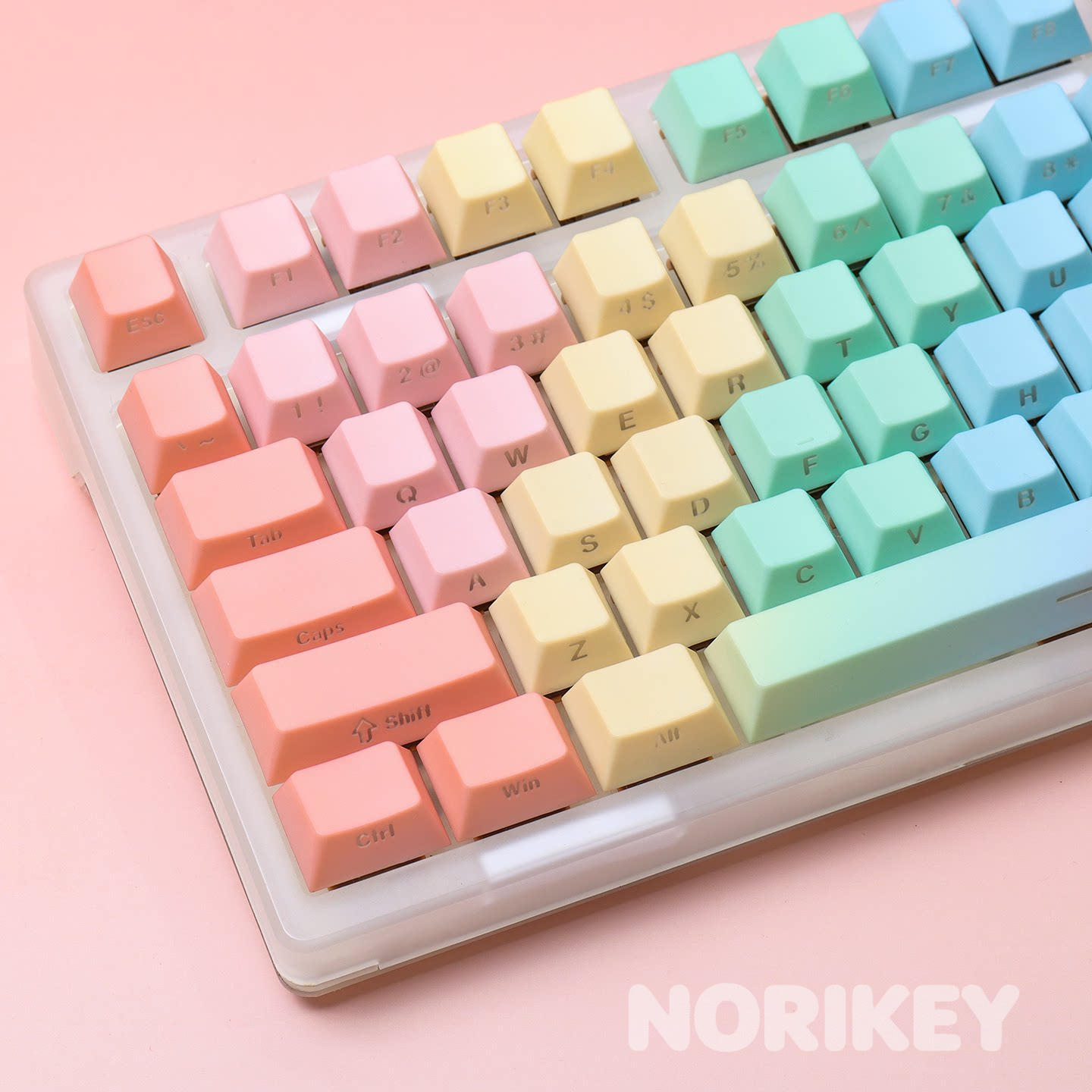 Side-Engraved Backlit Keycaps  (121 Keys)- Macaron Gradient PBT (Cherry Profile)