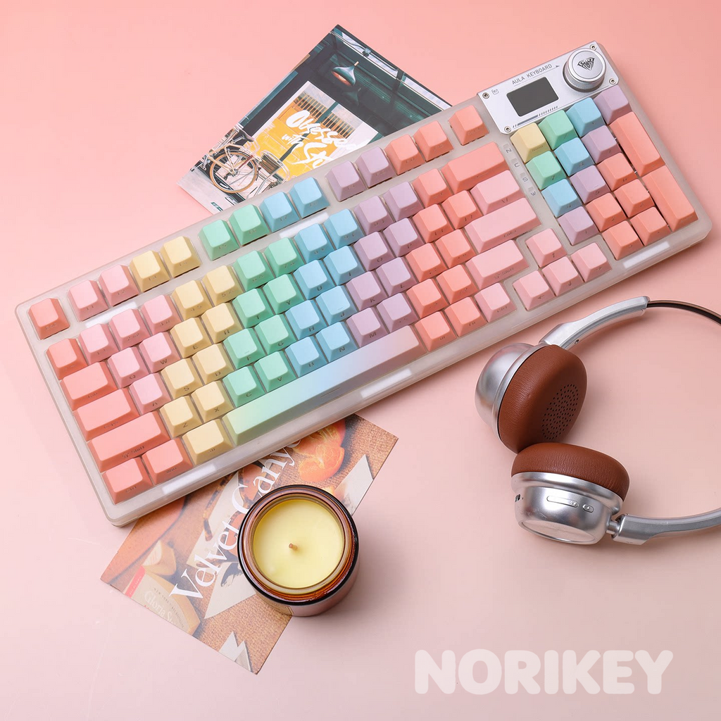 Side-Engraved Backlit Keycaps  (121 Keys)- Macaron Gradient PBT (Cherry Profile)