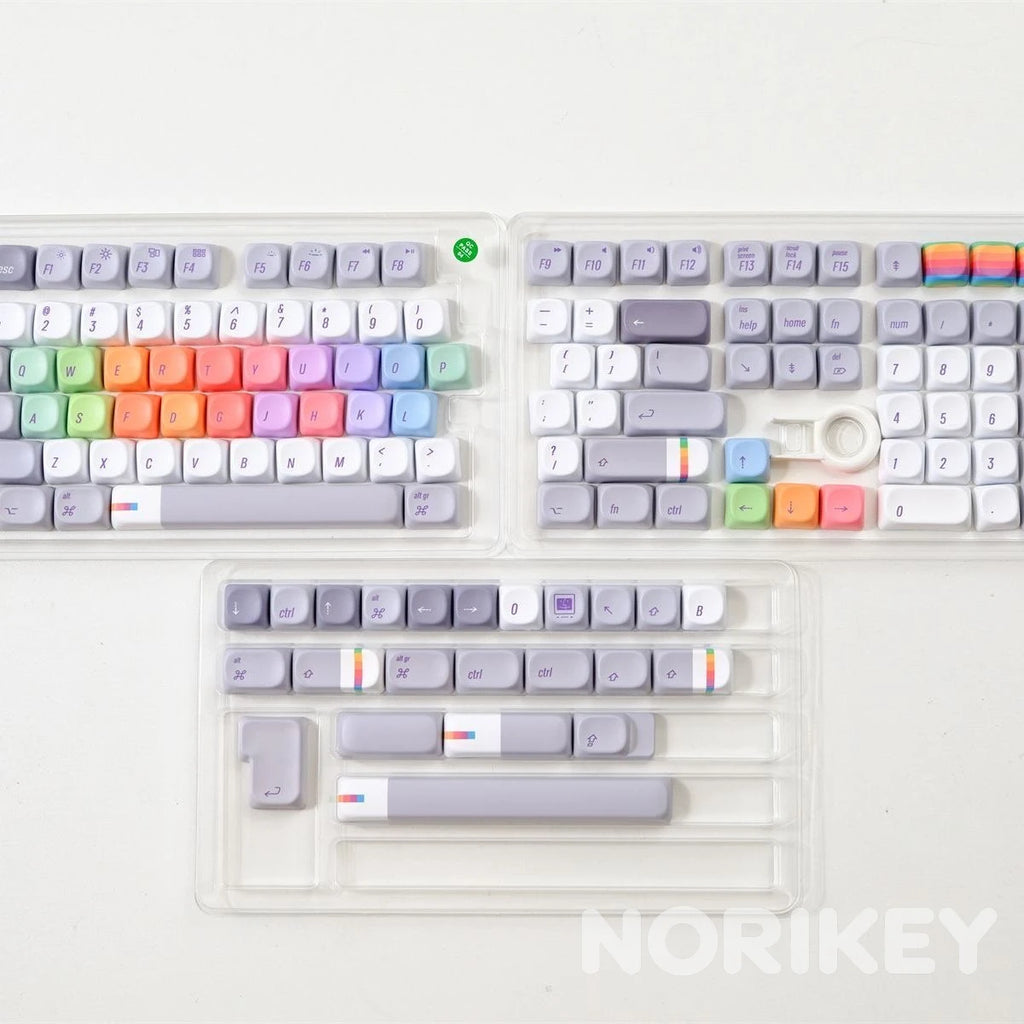 Rainbow Retro XOA PBT Keycaps – Custom Mechanical Keyboard Set