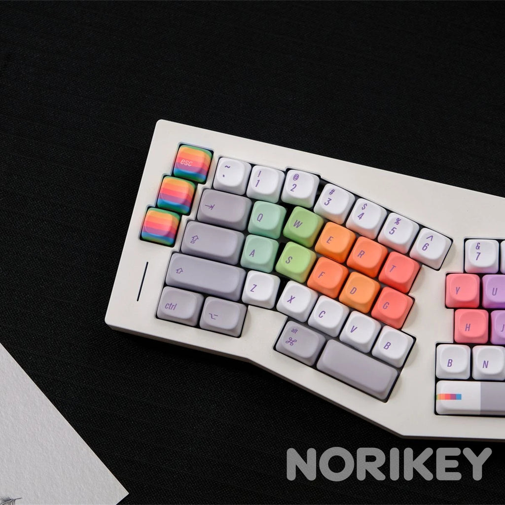 Rainbow Retro XOA PBT Keycaps – Custom Mechanical Keyboard Set