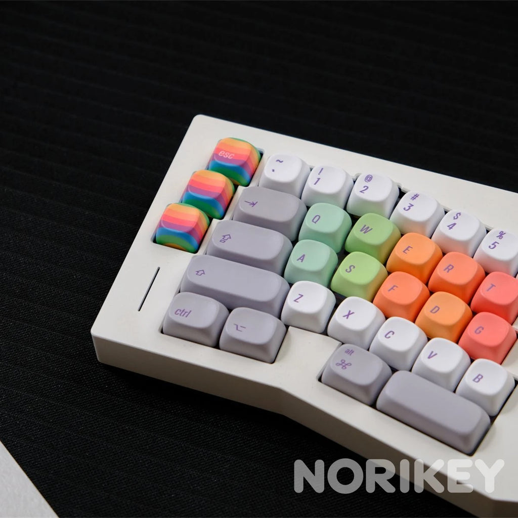 Rainbow Retro XOA PBT Keycaps – Custom Mechanical Keyboard Set