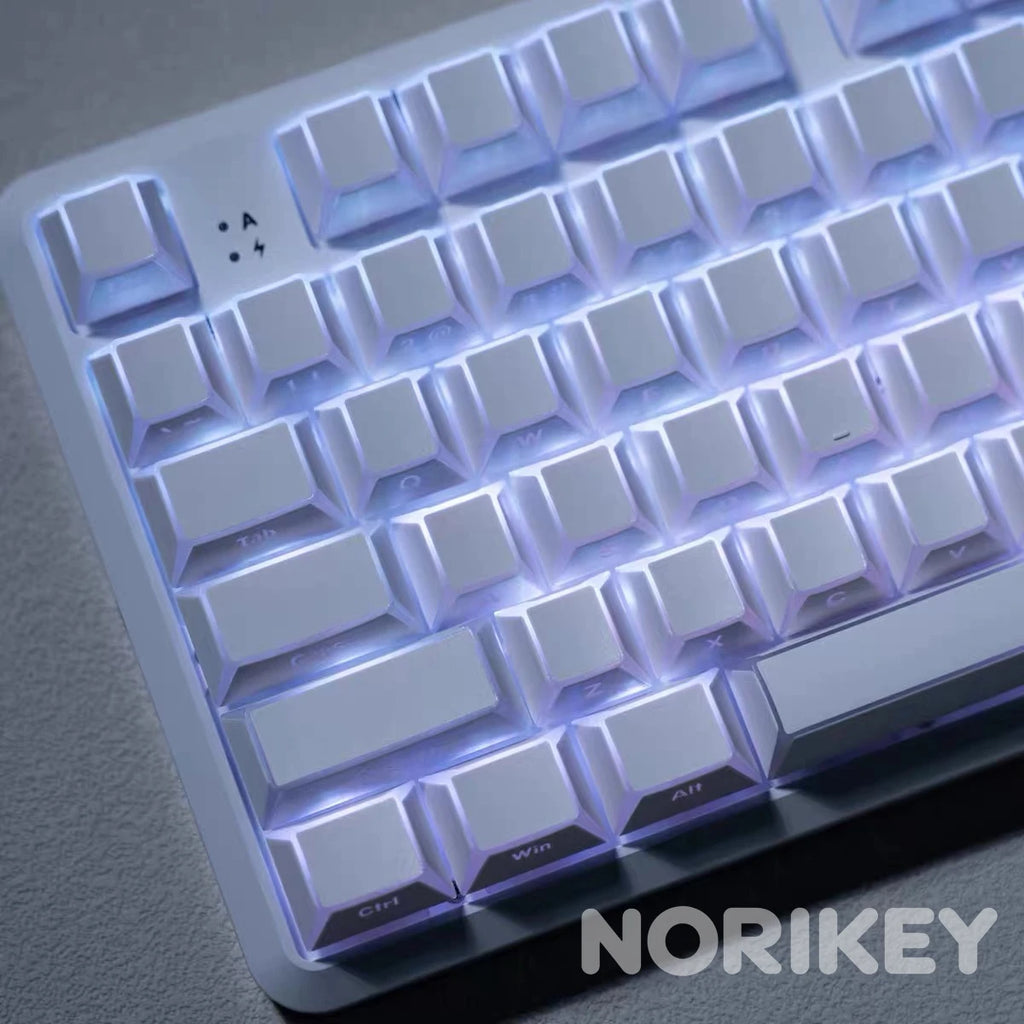 White Faceted Shine Through Side-Printed Keycap Set (128 Keys)