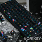 Black Galaxy Keycaps | Side-Printed 1.7mm Thick PBT Cyberpunk Set (130 Keys)