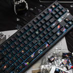 Black Galaxy Keycaps | Side-Printed 1.7mm Thick PBT Cyberpunk Set (130 Keys)