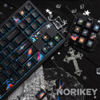 Black Galaxy Keycaps | Side-Printed 1.7mm Thick PBT Cyberpunk Set (130 Keys)