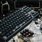 Black Galaxy Keycaps | Side-Printed 1.7mm Thick PBT Cyberpunk Set (130 Keys)