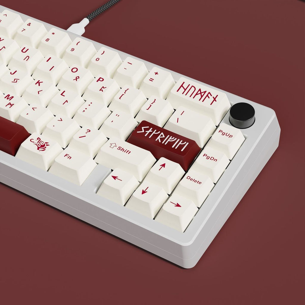 Minimalist Red White PBT Keyboard Set  - Cherry Profile
