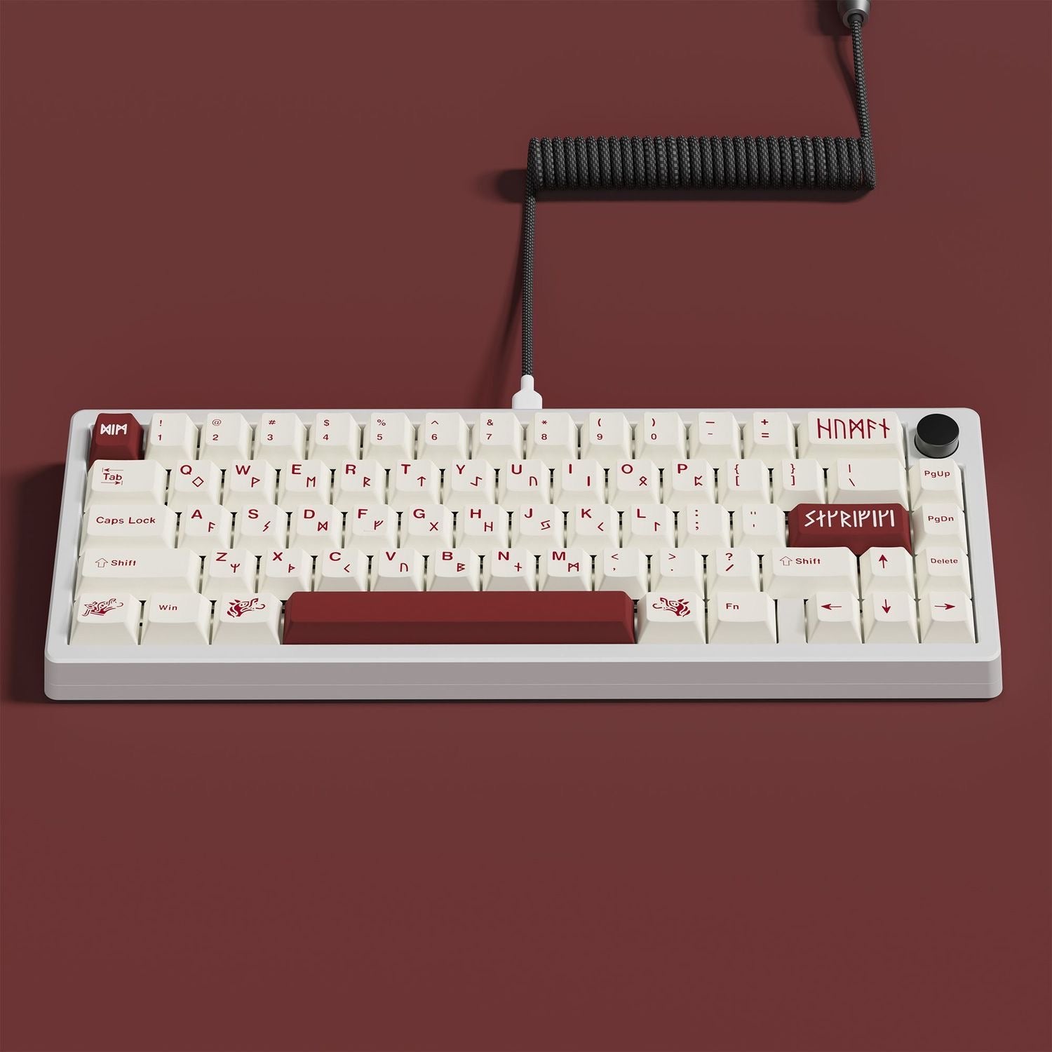 Minimalist Red White PBT Keyboard Set  - Cherry Profile
