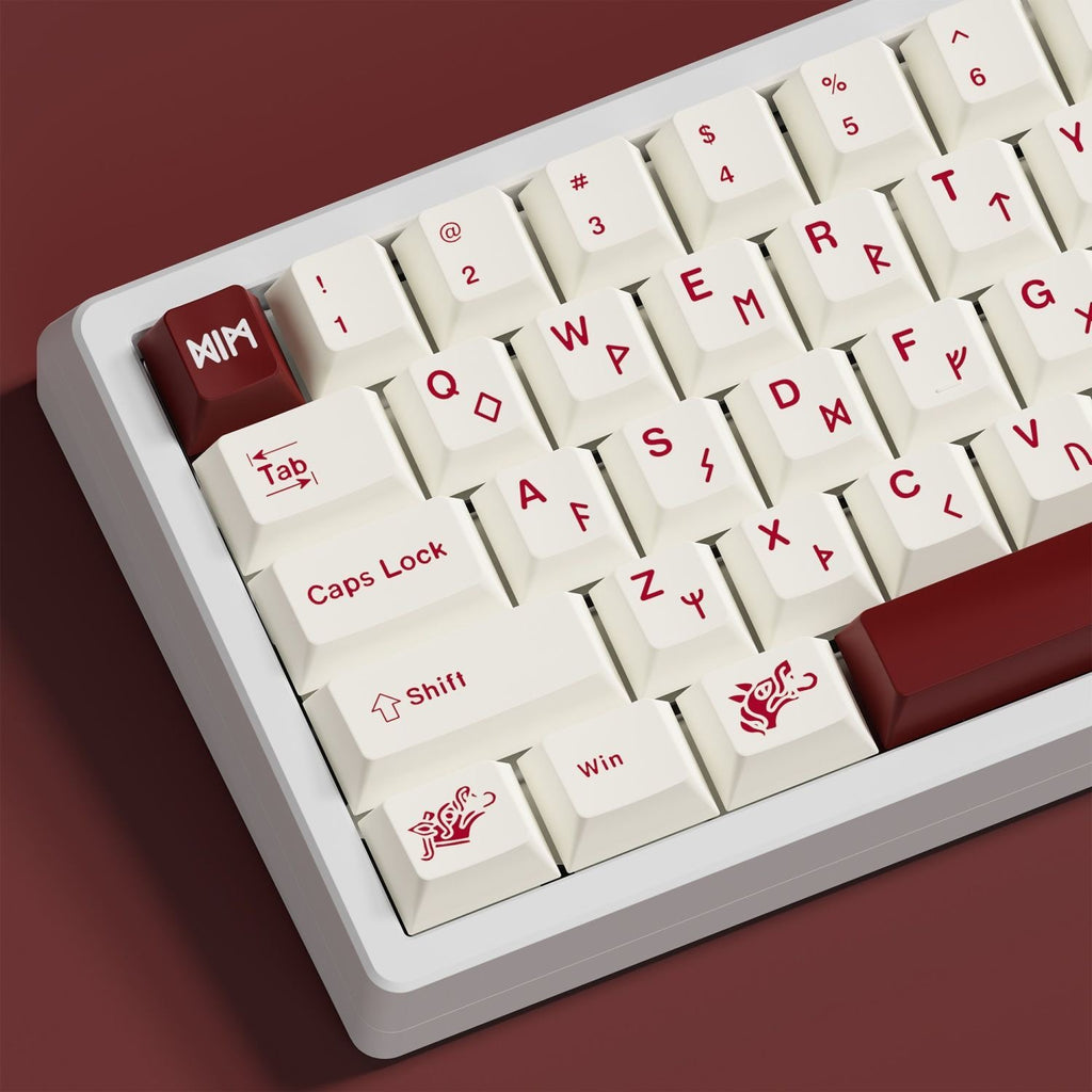 Minimalist Red White PBT Keyboard Set  - Cherry Profile