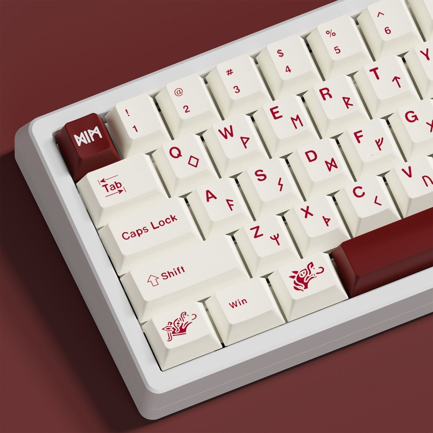 Minimalist Red White PBT Keyboard Set  - Cherry Profile