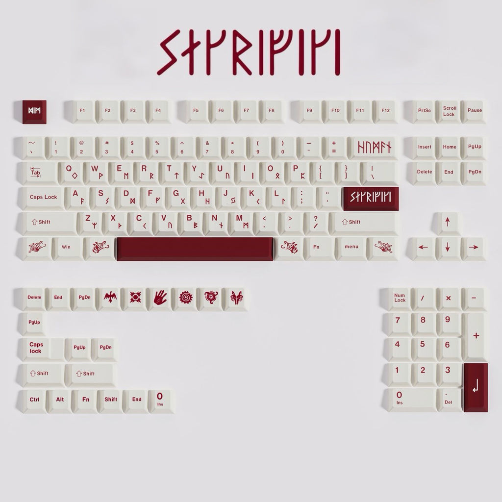 Minimalist Red White PBT Keyboard Set  - Cherry Profile