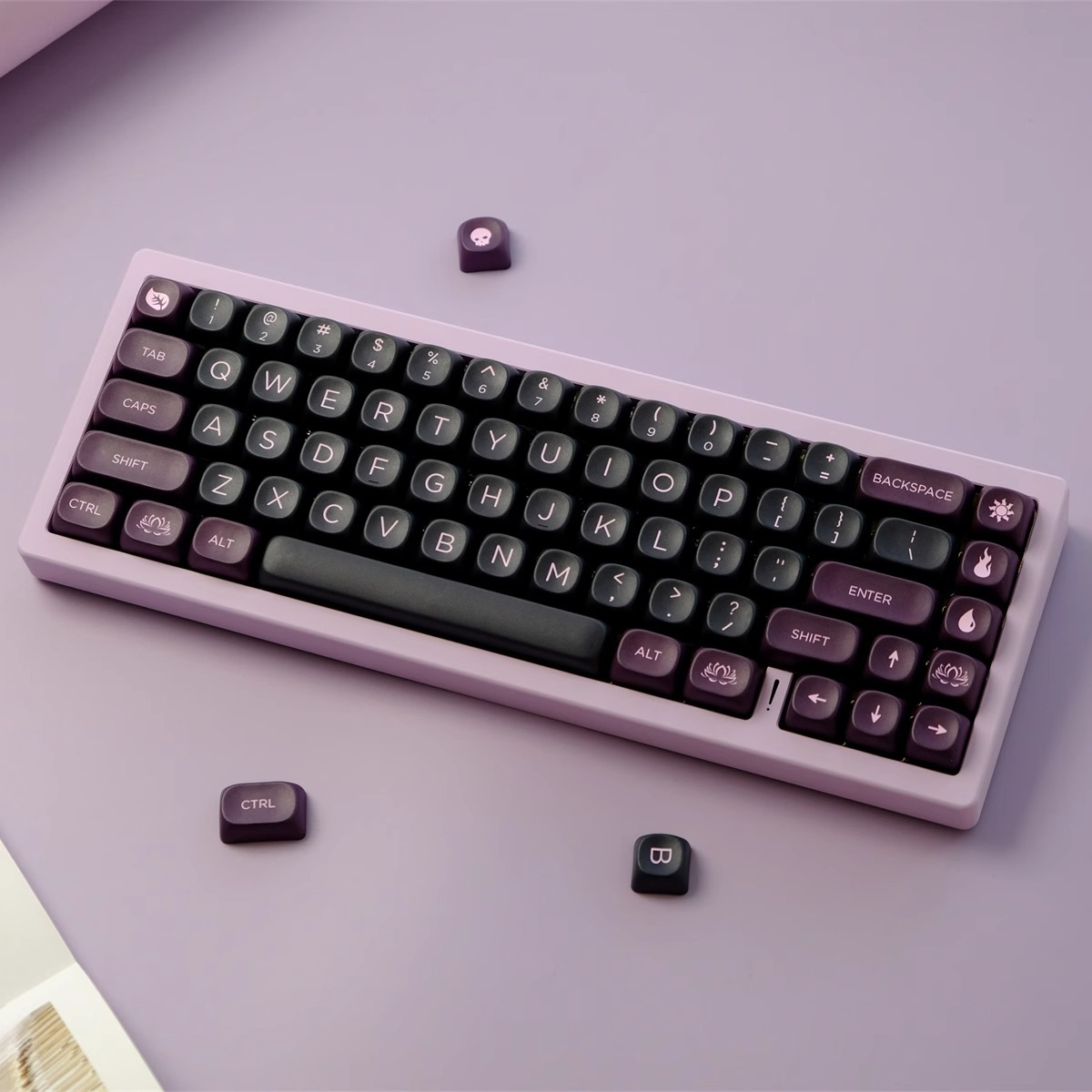 MOA Profile Five-Side Dye-Sub PBT Keycaps — Pink & Purple Colorway