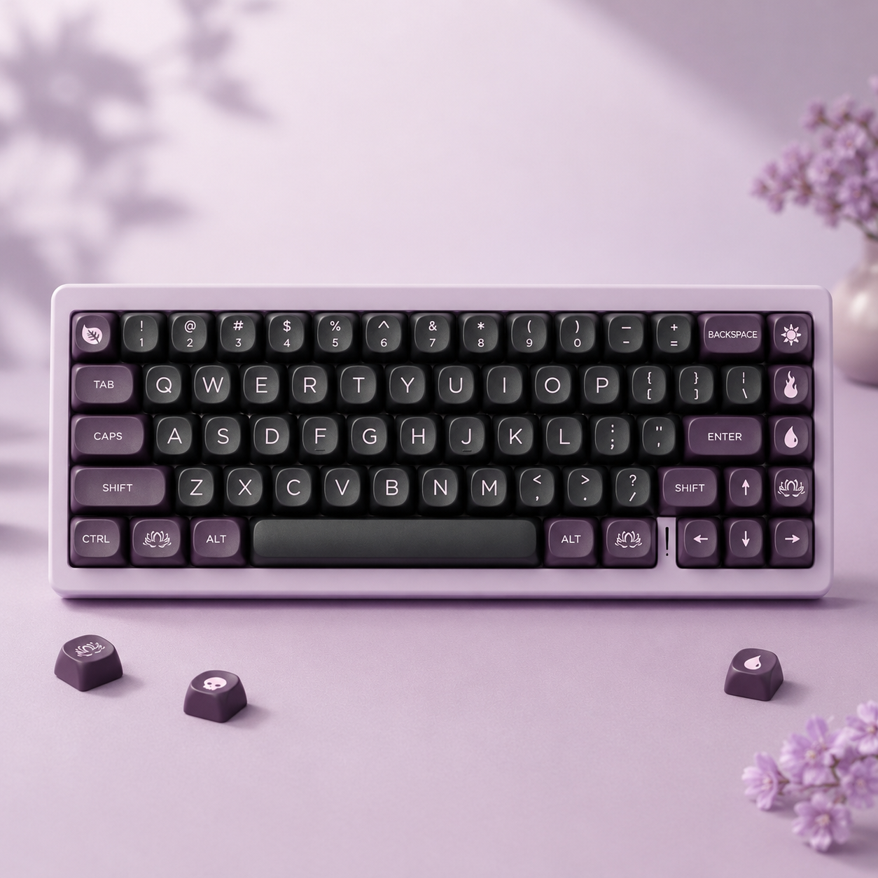 MOA Profile Five-Side Dye-Sub PBT Keycaps — Pink & Purple Colorway