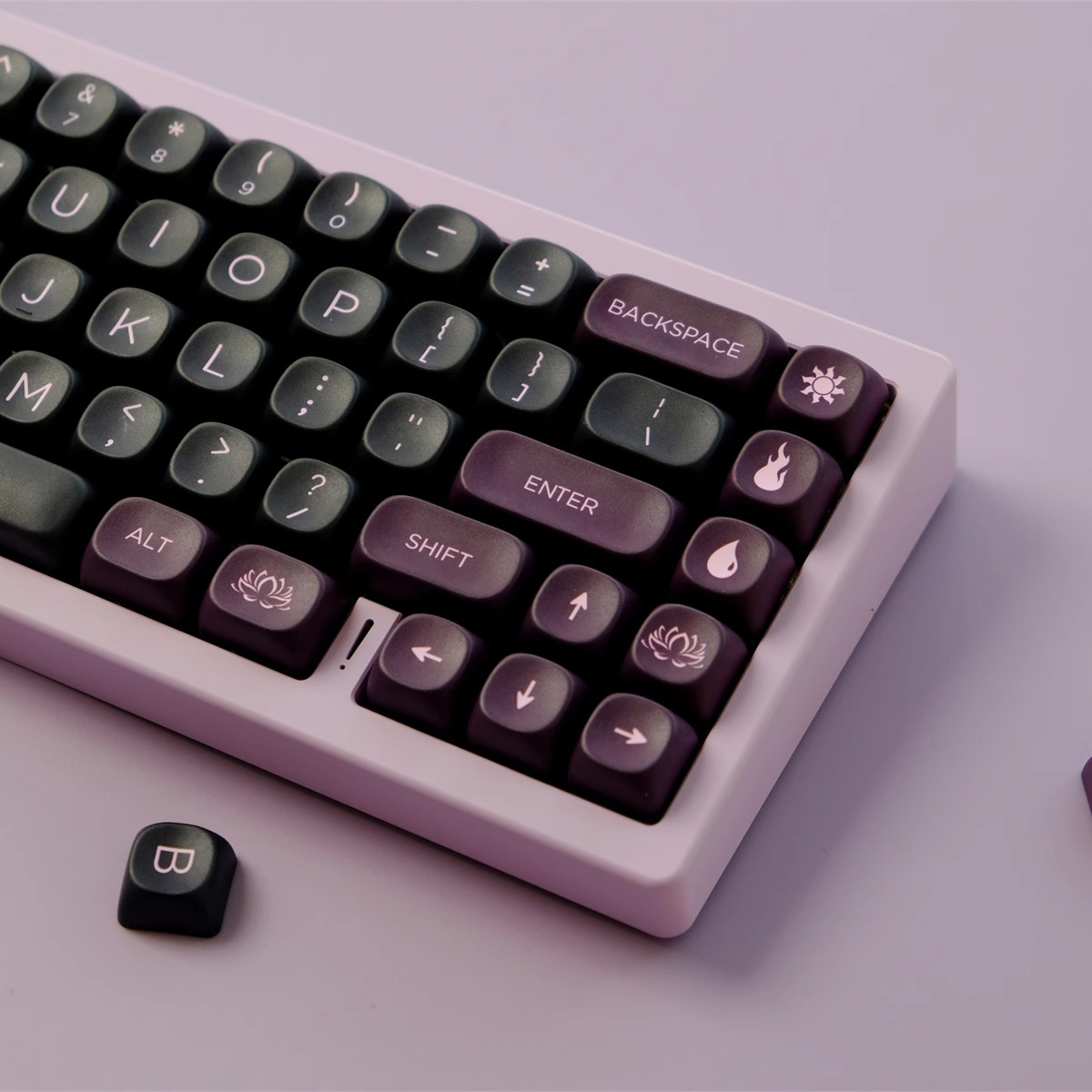 MOA Profile Five-Side Dye-Sub PBT Keycaps — Pink & Purple Colorway