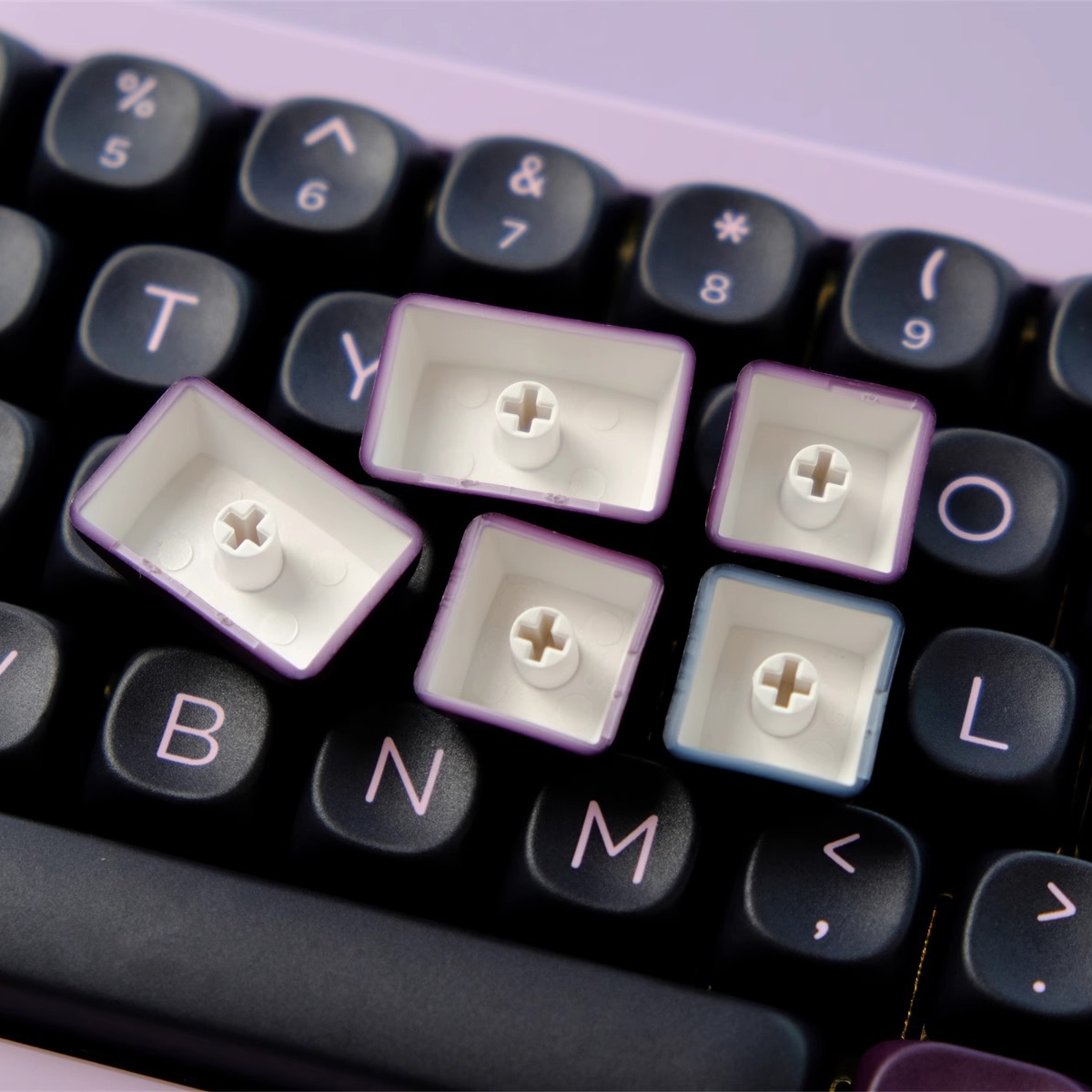 MOA Profile Five-Side Dye-Sub PBT Keycaps — Pink & Purple Colorway