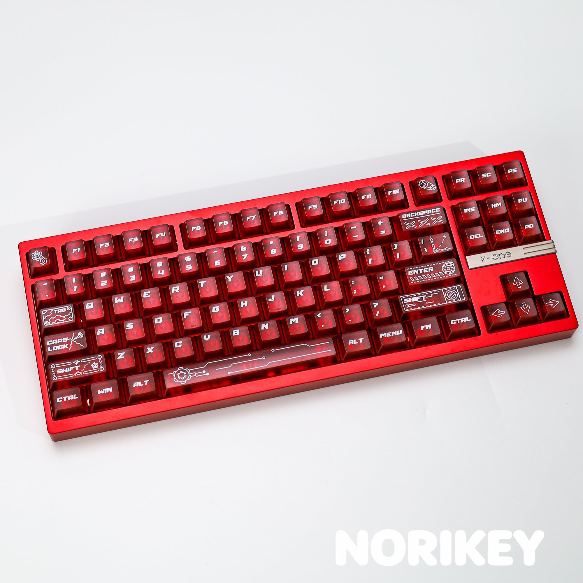 Cherry profile keycaps top view – 140-key red translucent keycap set for mechanical keyboard