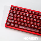 Red translucent keycaps angled view – shine through Cherry profile keycap set
