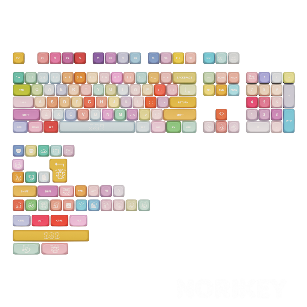 Rainbow Candy KOA Profile PBT Keycaps Set - 133 Keys