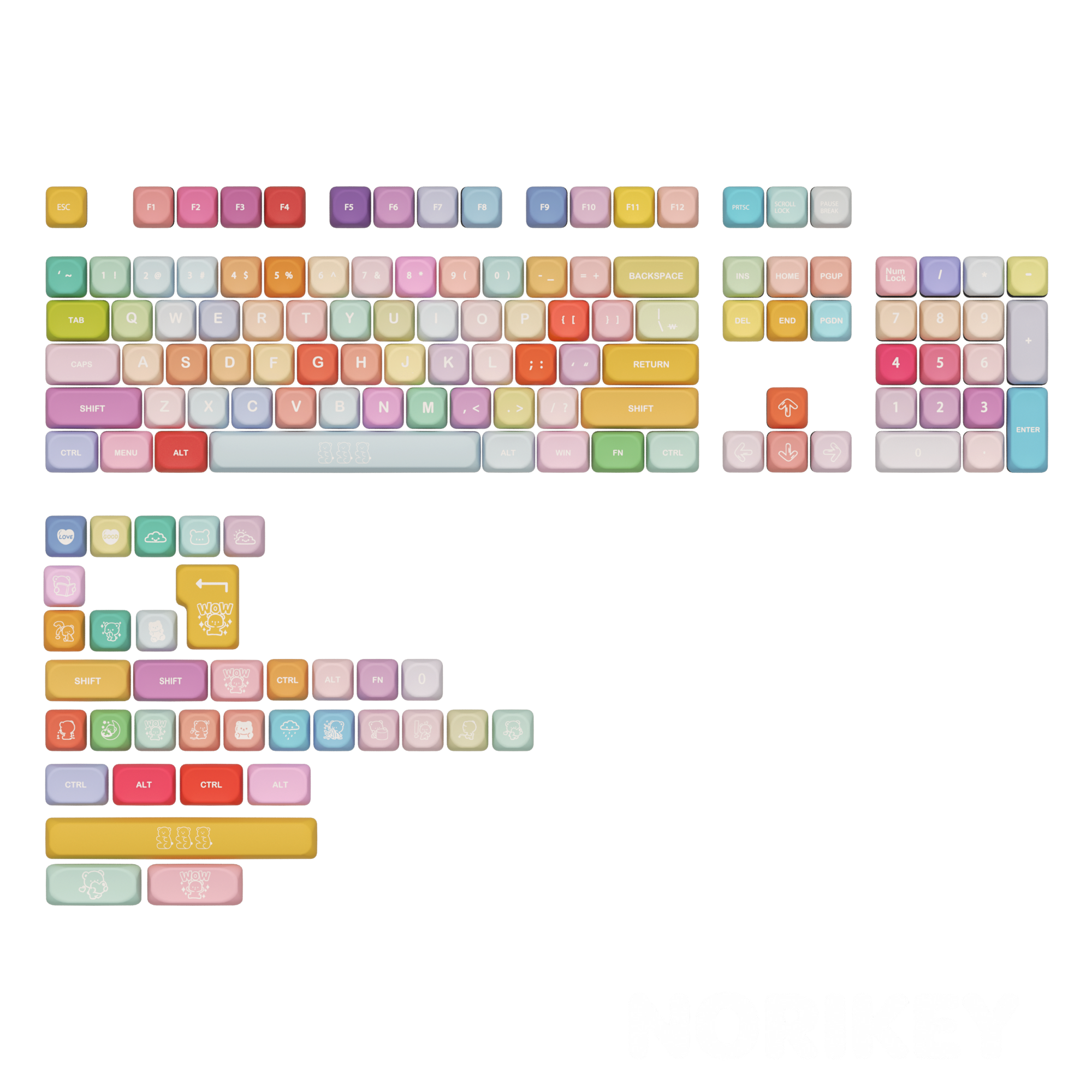 Rainbow Candy KOA Profile PBT Keycaps Set - 133 Keys