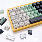 Space Impact cherry profile keycap set on yellow 65% keyboard 